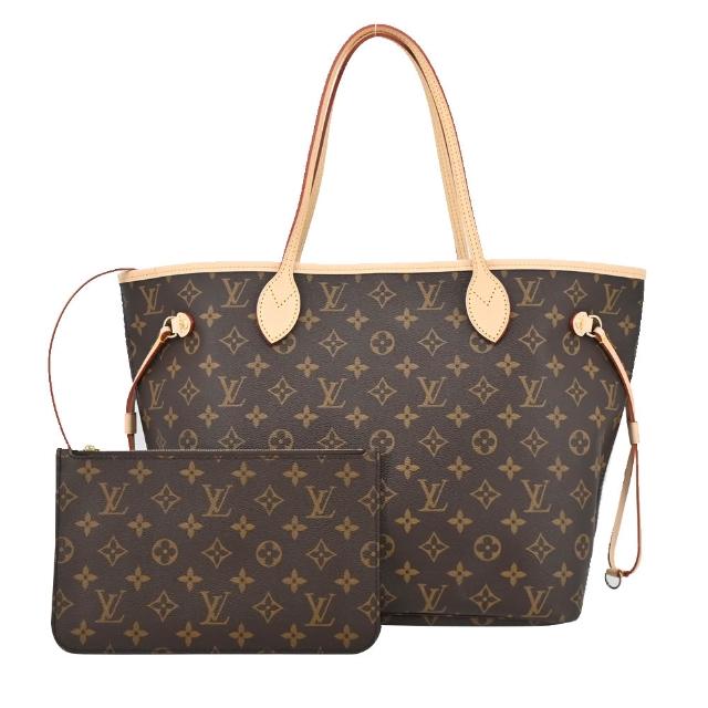 【Louis Vuitton 路易威登】M40995 Neverfull MM經典 Monogram帆布托特包 (米色)