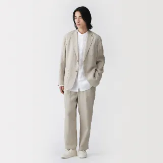 【MUJI 無印良品】男亞麻水洗錐形褲(黑色/原色/深藍)