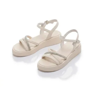 【FAIR LADY】芯太軟 真皮水鑽交叉帶輕量厚底涼鞋(奶油/1G3167 女鞋)