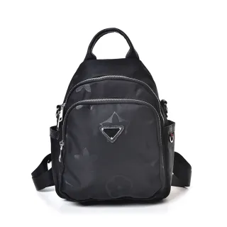 【BOZO 伯樂】歐美時尚防潑水緹花防水布後背包(防水包 時尚黑)