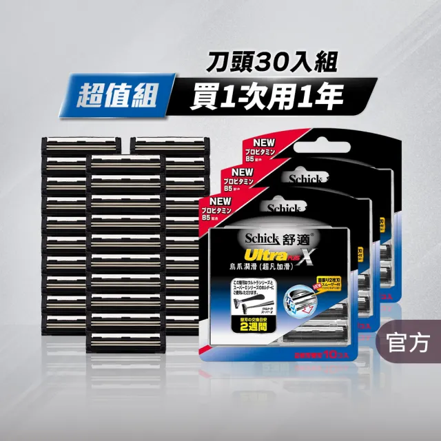 【Schick 舒適牌】新烏爪潤滑刮鬍刀(刀片10入x3組 共30入)
