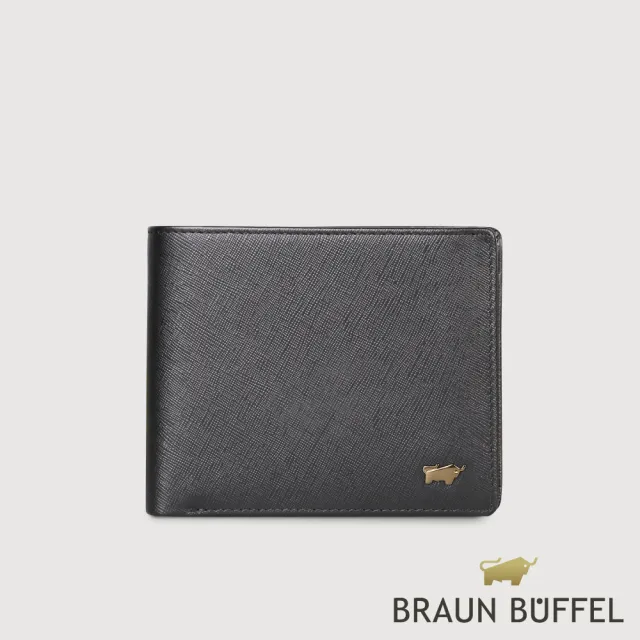 【BRAUN BUFFEL 德國小金牛】至尊 8卡男夾-黑色(BF536-TW313-BK) 錢包送禮推薦