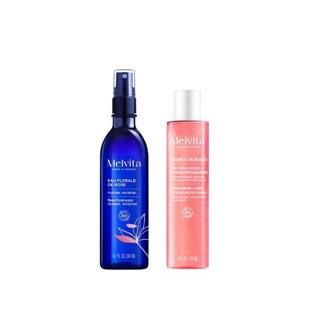 【Melvita 蜜葳特】玫瑰保濕澎彈雙星組(玫瑰花粹200ml+凝水彈力精萃露150ml)