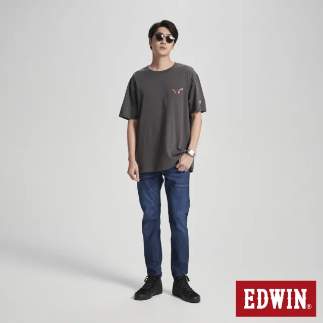 【EDWIN】男裝 噴漆骷顱頭寬版短袖T恤(暗灰色)