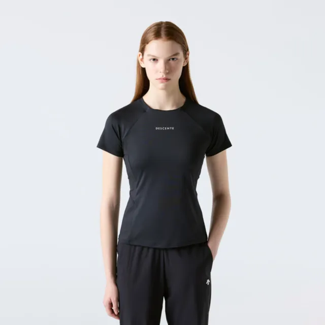 【DESCENTE】短袖上衣 女 快排 WOMEN SLIM-FIT SHORT SLEEVE T-SHIRTS 黑 SR122PTS12-BLK0