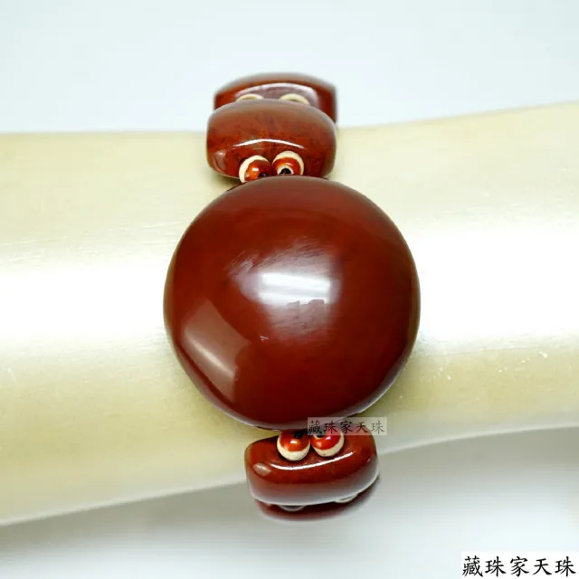 【藏珠家】精品38mm阿卡圓板珠天珠手鍊