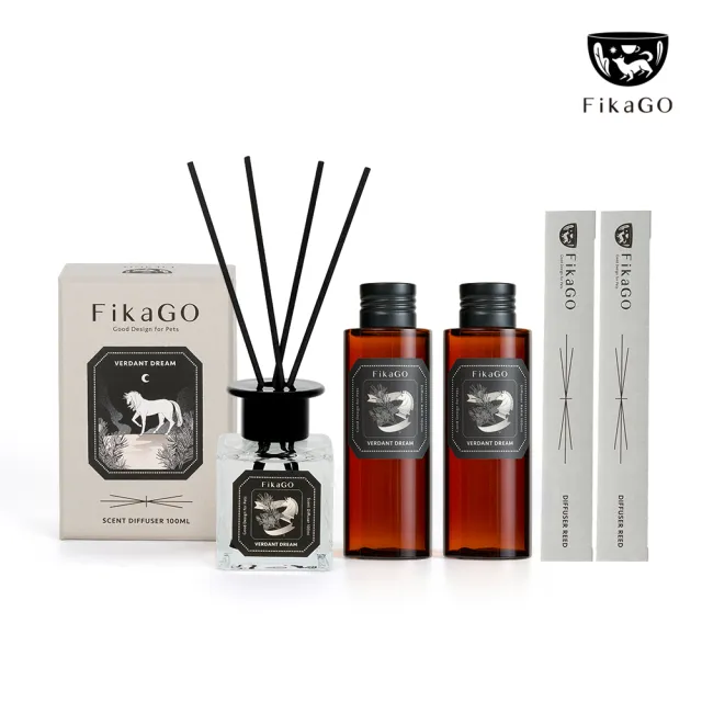 【FikaGO】寵物友善-室內擴香全配組-天然安全成份友善毛孩 (擴香100mlx1+補充100mlx2)贈擴香枝2組