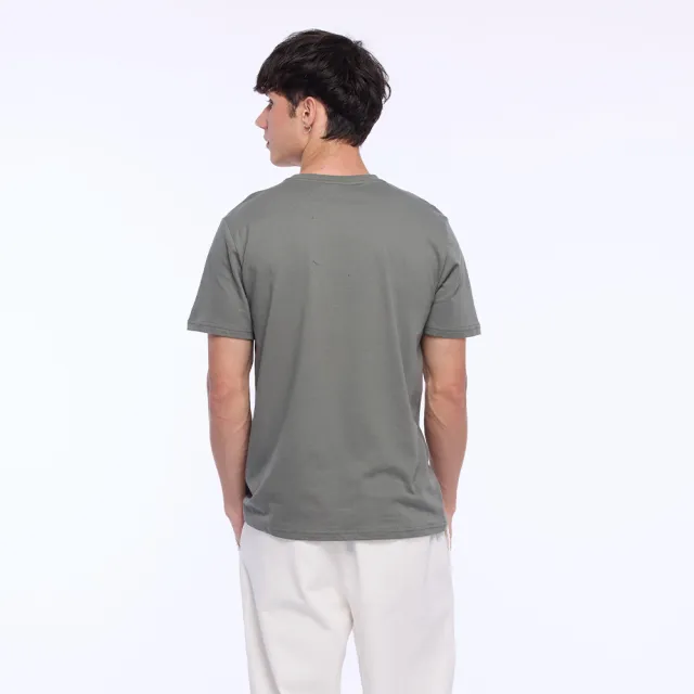 【NAUTICA】官方旗艦 男裝 COMPETITION 異材質拼接純棉短袖T恤(灰綠色)