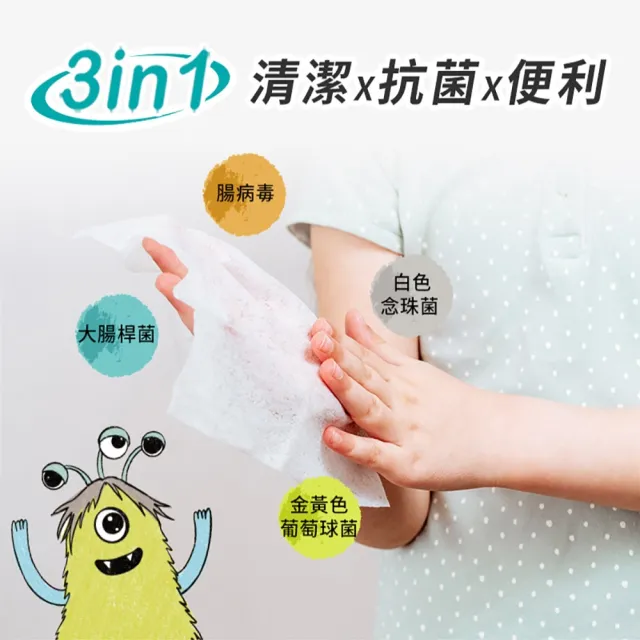 【Hallmark】小怪獸全護抗病毒抗菌濕紙巾 80抽x5包(抗流感 新冠 腸病毒 濕紙巾)