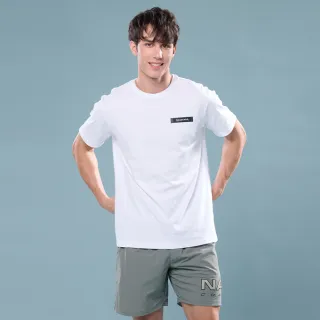 【NAUTICA】官方旗艦 男裝 COMPETITION 品牌織帶純棉短袖T恤(白色)