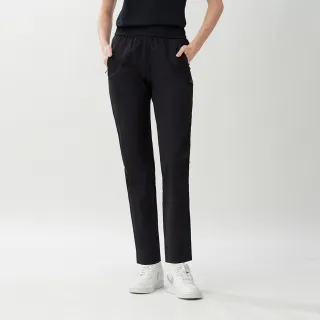 【pierre cardin 皮爾卡登】網路獨家 女款 防潑水輕薄機能彈力休閒長褲-黑色(8267882-99)