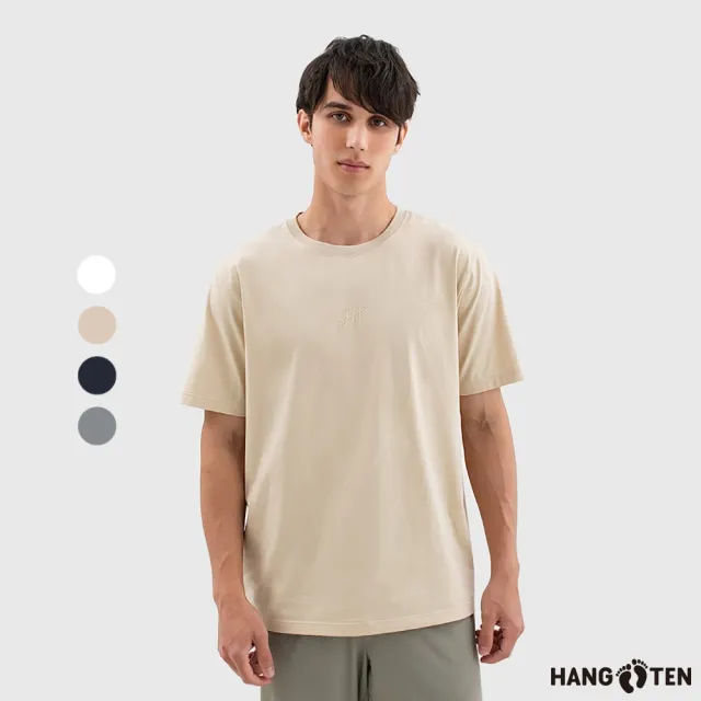 【Hang Ten】男裝-柔膚冰瓷棉立體壓印短袖T恤(多色選)
