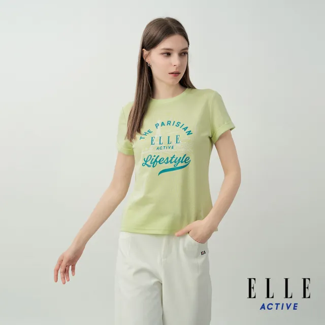【ELLE ACTIVE】女款 法式清新印花短袖T恤-檸檬綠色(EA26S2W1609-44)