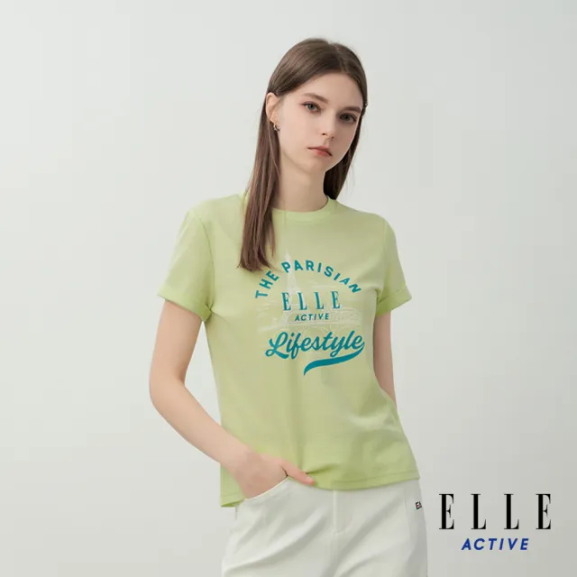 【ELLE ACTIVE】女款 法式清新印花短袖T恤-檸檬綠色(EA26S2W1609-44)