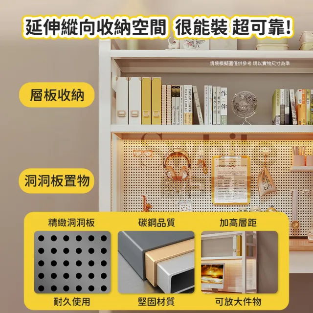 【靚白家居】設計師電腦桌 120公分 大書架款(電競桌 書桌 洞洞板 工作桌 居家辦公 邊桌 餐桌)