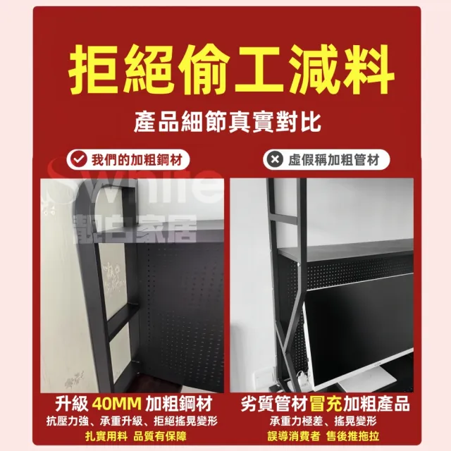 【靚白家居】設計師電腦桌 100公分 大書架款(電競桌 書桌 洞洞板 工作桌 居家辦公 邊桌 餐桌)
