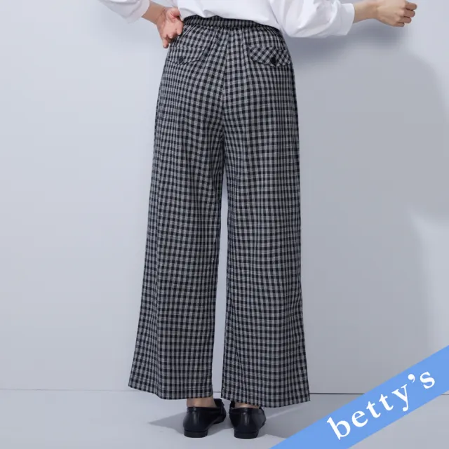 【betty’s 貝蒂思】知性格紋鬆緊腰寬褲(黑色)