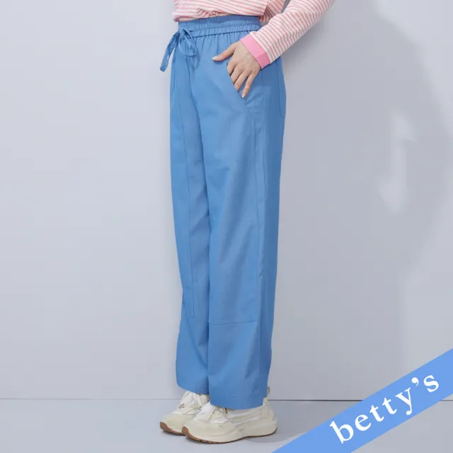 【betty’s 貝蒂思】簡單有型抽繩休閒牛仔寬褲(水藍)