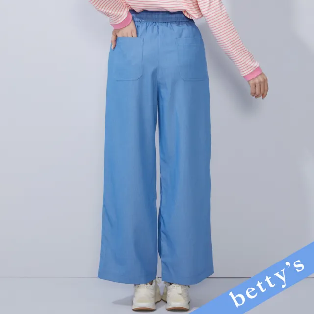 【betty’s 貝蒂思】簡單有型抽繩休閒牛仔寬褲(水藍)