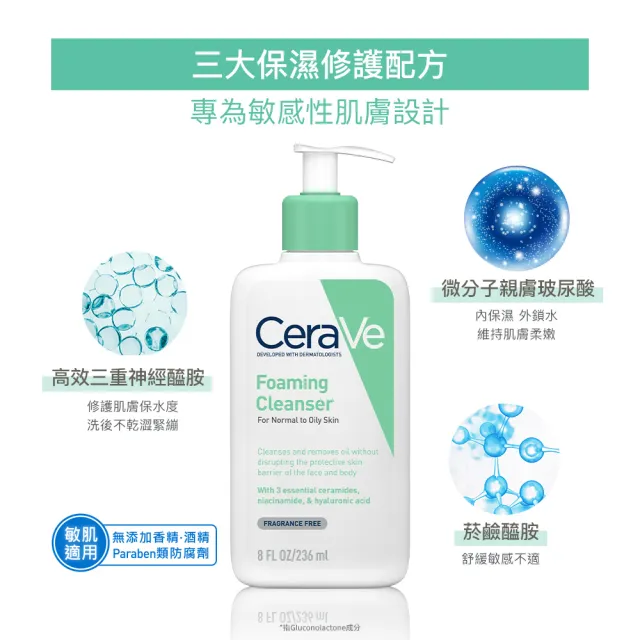 【CeraVe 適樂膚】溫和潔顏★溫和泡沫潔膚露 473ml_C(泡沫質地)