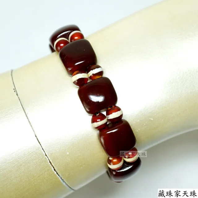 【藏珠家】精品30mm紅玉髓圓板珠天珠手鍊