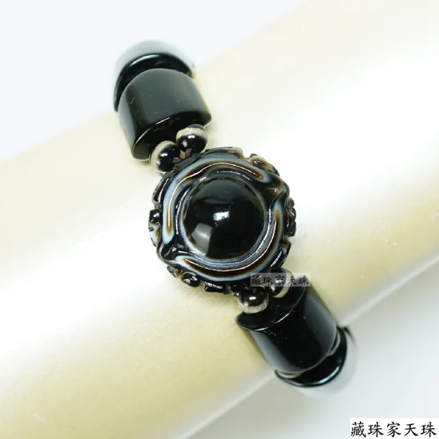 【藏珠家】精品24mm財咒天眼+大手印板珠天珠手鍊