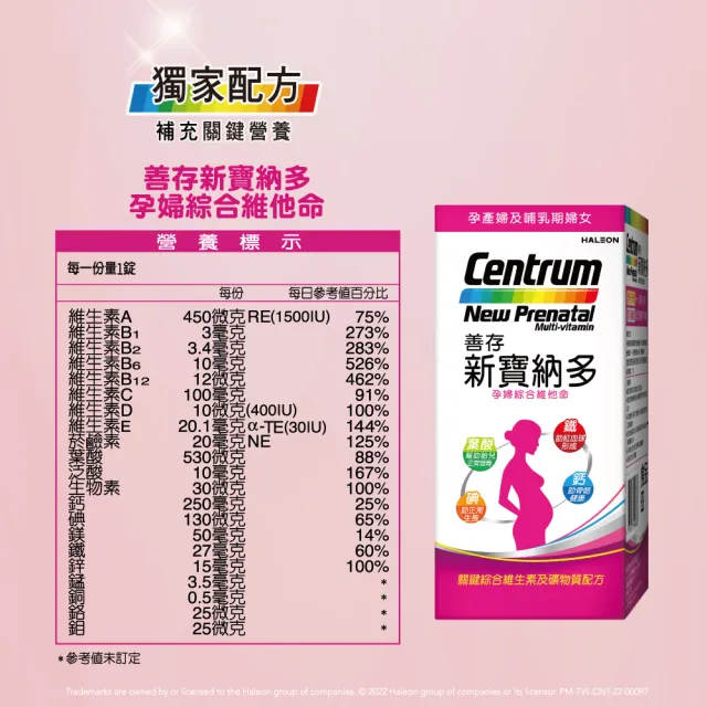 【新寶納多】孕婦綜合維他命(100錠/盒-孕產婦及哺乳期婦女 12種維生素 9種礦物質 一人吃兩人補)