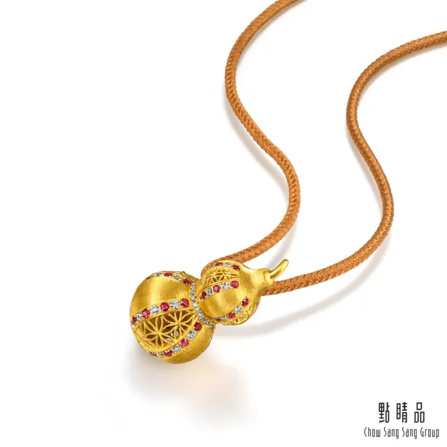 【點睛品】福祿雙喜 葫蘆鑽石黃金項鍊