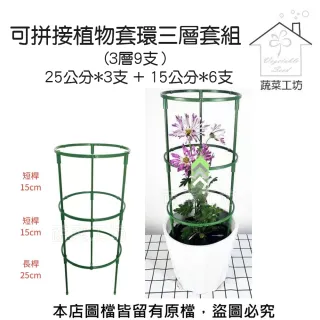 【蔬菜工坊】可拼接植物套環三層套組(3層9支）25公分*3支 + 15公分*6支