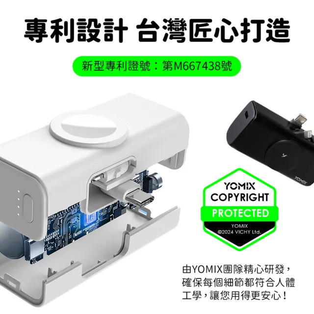 【YOMIX 優迷】1+1超值組★八合一三孔快充10000mAh可拆插頭行動電源(具Wh標示/MagSafe/apple watch)