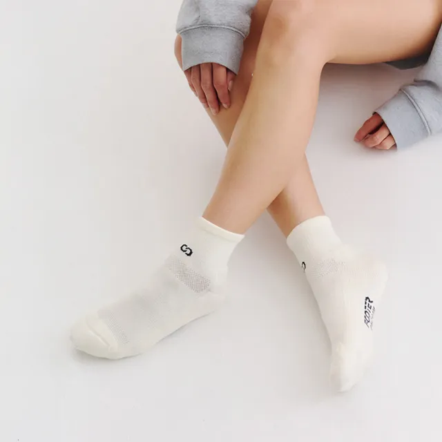 【FOOTER】Daily Basic 氣墊襪- 短筒襪 除臭襪(DH201-奶白)