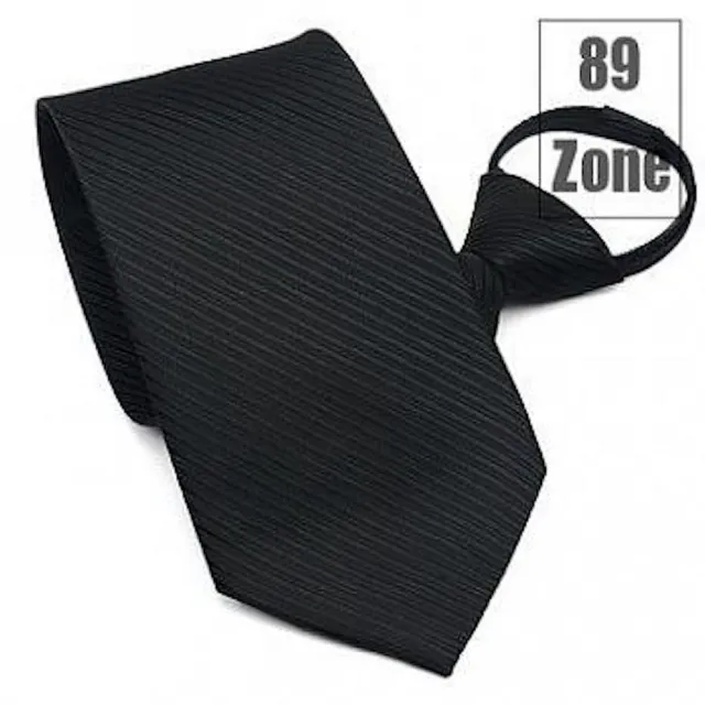 【89 zone】法式時尚氣質斜紋 飾品 配件 懶人領帶 拉鍊領帶 領帶(紅/銀/藍/黑)