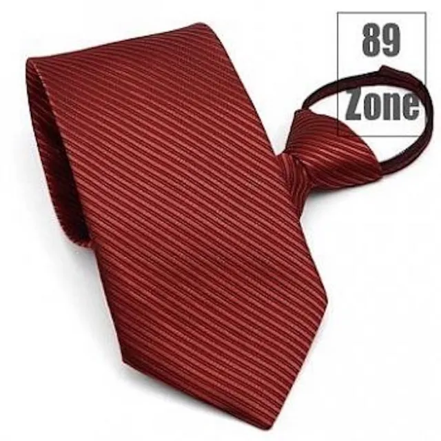 【89 zone】法式時尚氣質斜紋 飾品 配件 懶人領帶 拉鍊領帶 領帶(紅/銀/藍/黑)