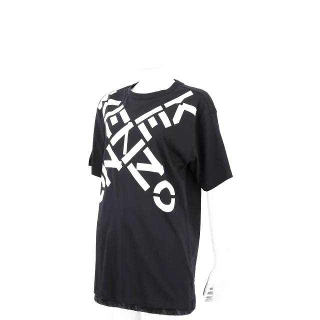 【KENZO】Sport 交叉字母寬鬆版黑色棉質短袖TEE T恤-女款