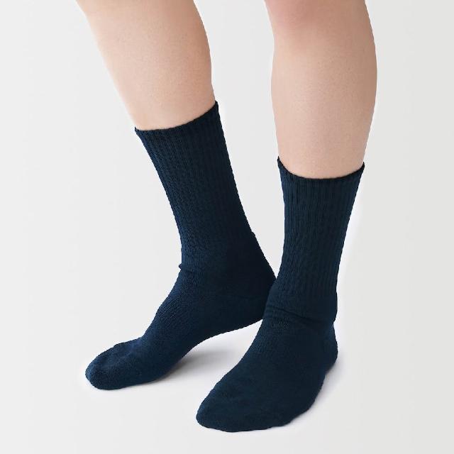 【MUJI 無印良品】男圈絨直角襪25-27cm(白色/灰色/墨灰/黑色/深藍)