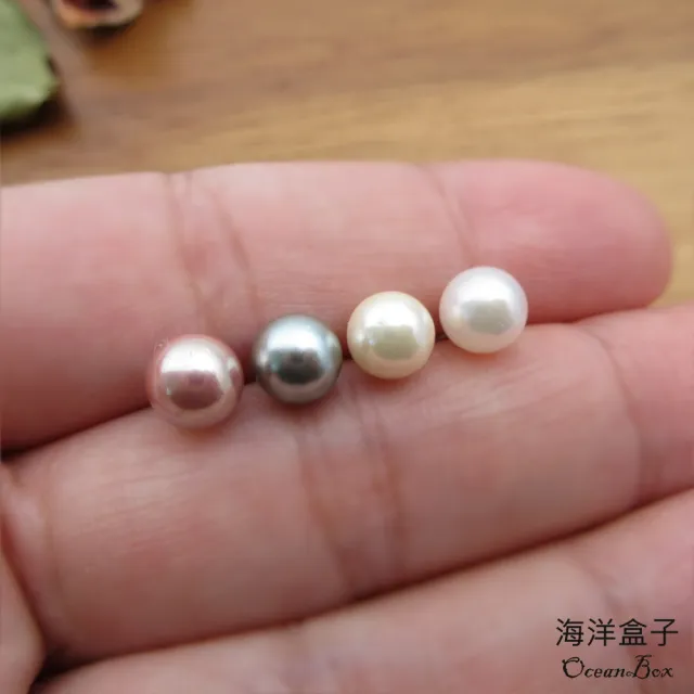 【海洋盒子】6mm彩色糖果色珍珠S925純銀耳環(白金色)
