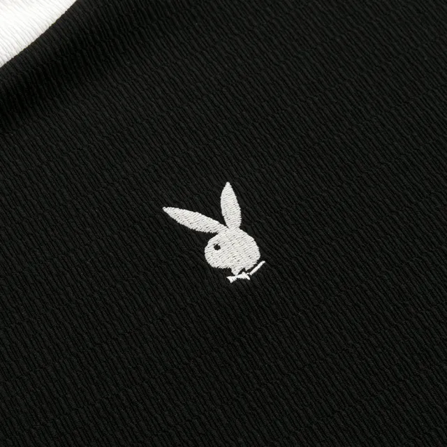 【PLAYBOY】一字領撞色連袖上衣 - 深咖色