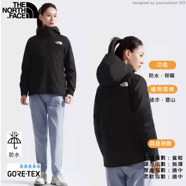 【The North Face】女 Gore-Tex 兩件式保暖連帽羽絨外套AP《黑》8EWR/防水透氣連帽外套/防風外套