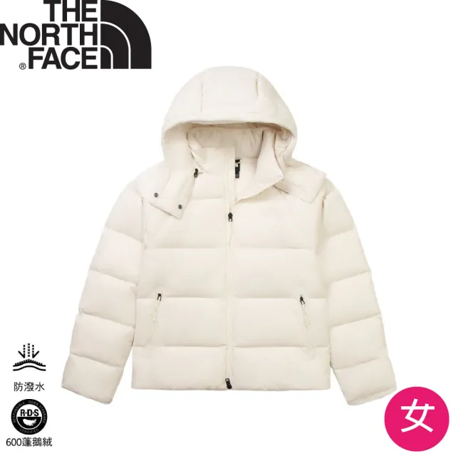 【The North Face】女 DWR 600FP 防潑水保暖連帽羽絨外套《米白》8ENC/防水外套/防風外套