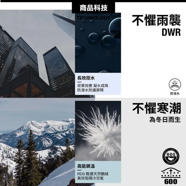 【The North Face】女 DWR 600FP 防潑水保暖連帽羽絨外套《黑》8ENC/防水外套/防風外套