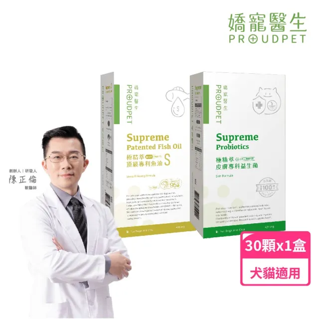 【PROUDPET 嬌寵醫生】貓狗皮膚保健超值組(momo獨家/寵物魚油/酪蛋白/狗保健/貓保健/貓腸胃/狗腸胃)
