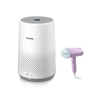 【Philips 飛利浦】奈米級空氣清淨機 AC0819+手持摺疊輕巧掛燙機丁香紫(STH3014/30)