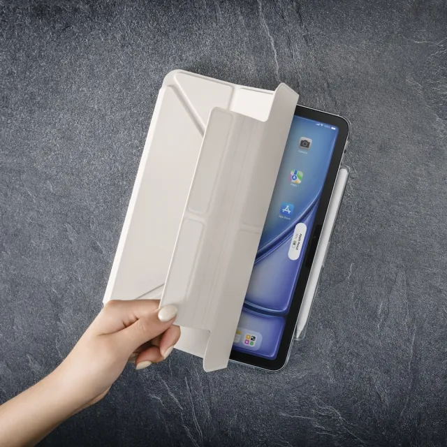 【MAGEASY】2026 iPad Air 11吋 Facet 全方位支架透明背蓋保護套（筆槽款）(支援2025-24 iPad Air 11吋)