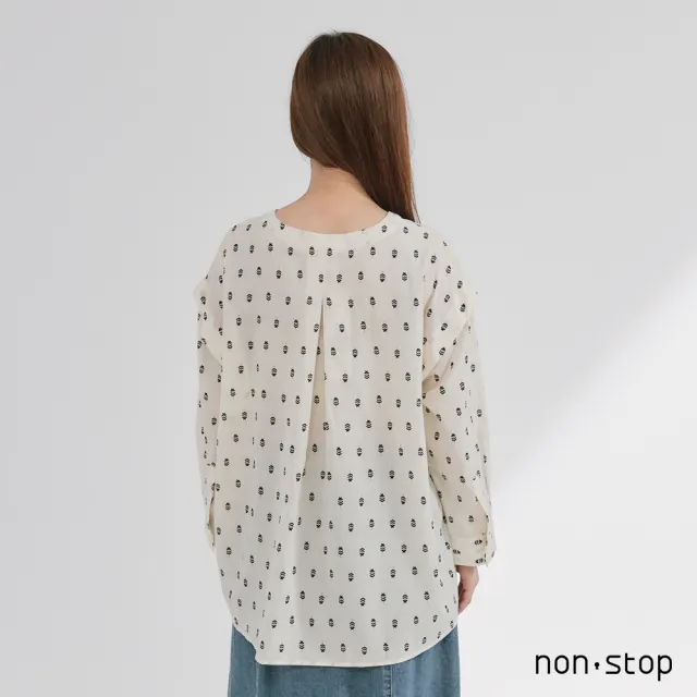 【non-stop】質樸花草寬版上衣-2色