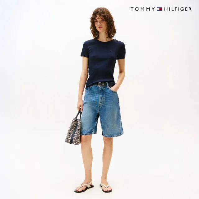 【TOMMY HILFIGER】官方旗艦館旗幟刺繡圓領 T 恤_藍色