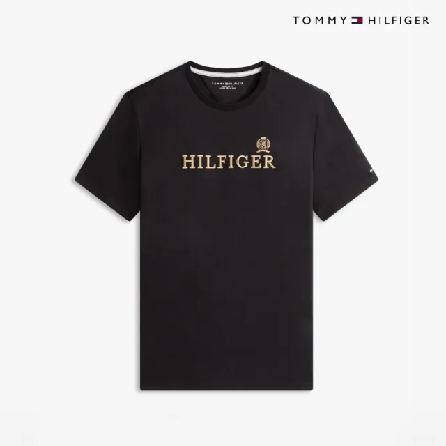 【TOMMY HILFIGER】官方旗艦館Hilfiger Crest 純棉圓領 T-Shirt_黑色