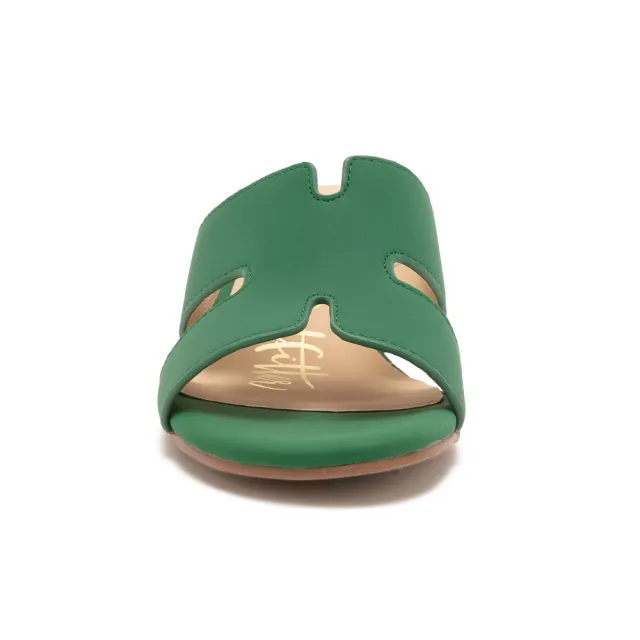 【Pineapple Outfitter】草編度假風楔型H真皮拖鞋PANCE(綠色)