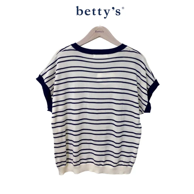 【betty’s 貝蒂思】橫條圓領落肩針織上衣(共二色)