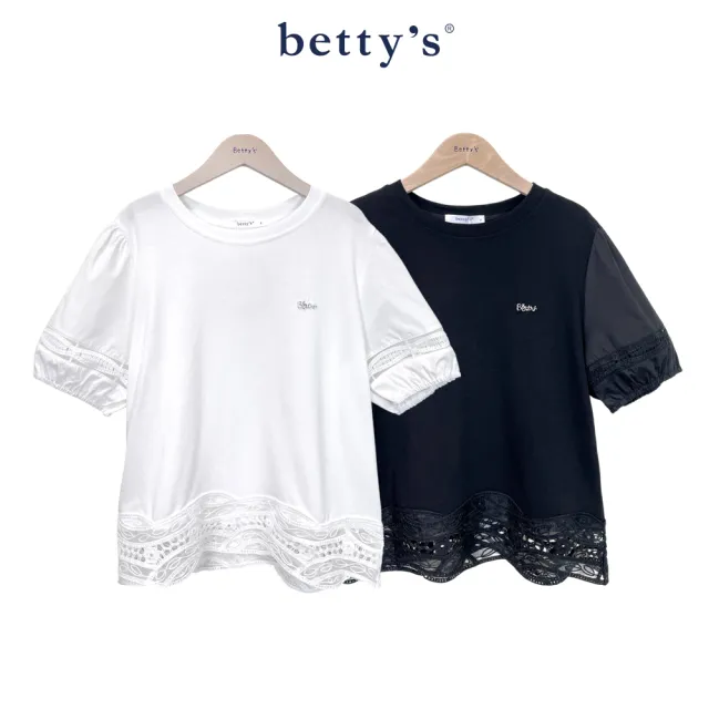 【betty’s 貝蒂思】澎澎袖圓領蕾絲上衣(共二色)