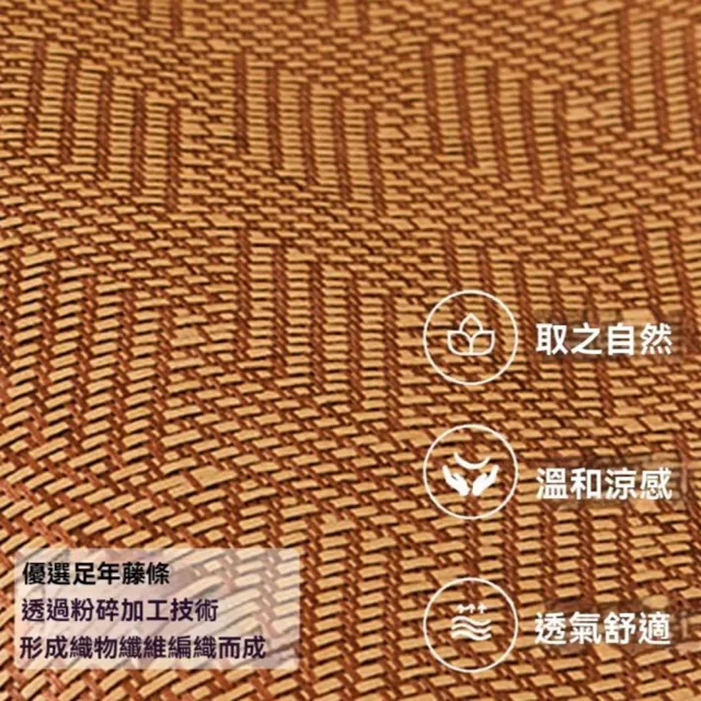 【Quality 聚家】180*200cm艾草古藤涼席三件套 夏季透氣藤席 空調席 睡墊（防滑不移位/透氣不悶熱）
